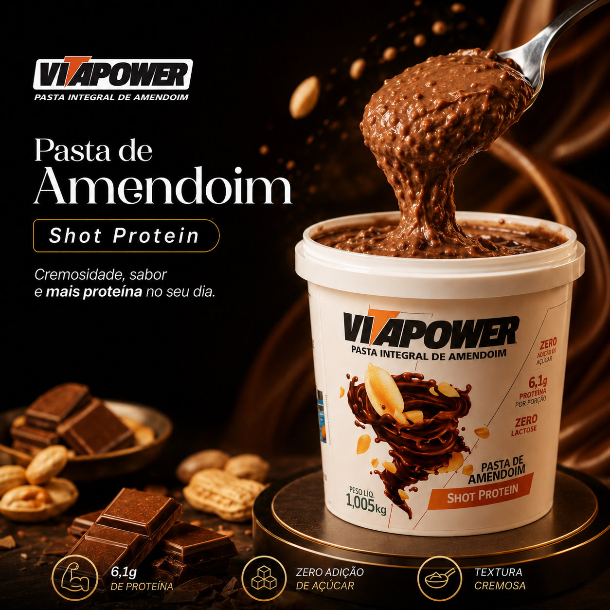 Pasta de amendoim Vitapower Shot Protein